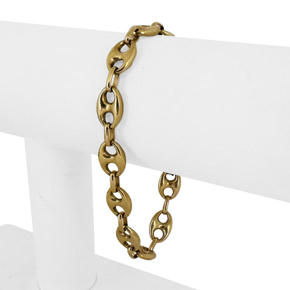 14k Yellow Gold 11.6g Milor Vintage 8.5mm Puffy Mariner Link Bracelet Italy 7.5
