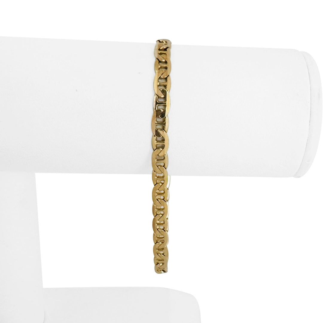 14k Yellow Gold 7.4g Solid Ladies 4.5mm Mariner Link Bracelet Italy 7.5"