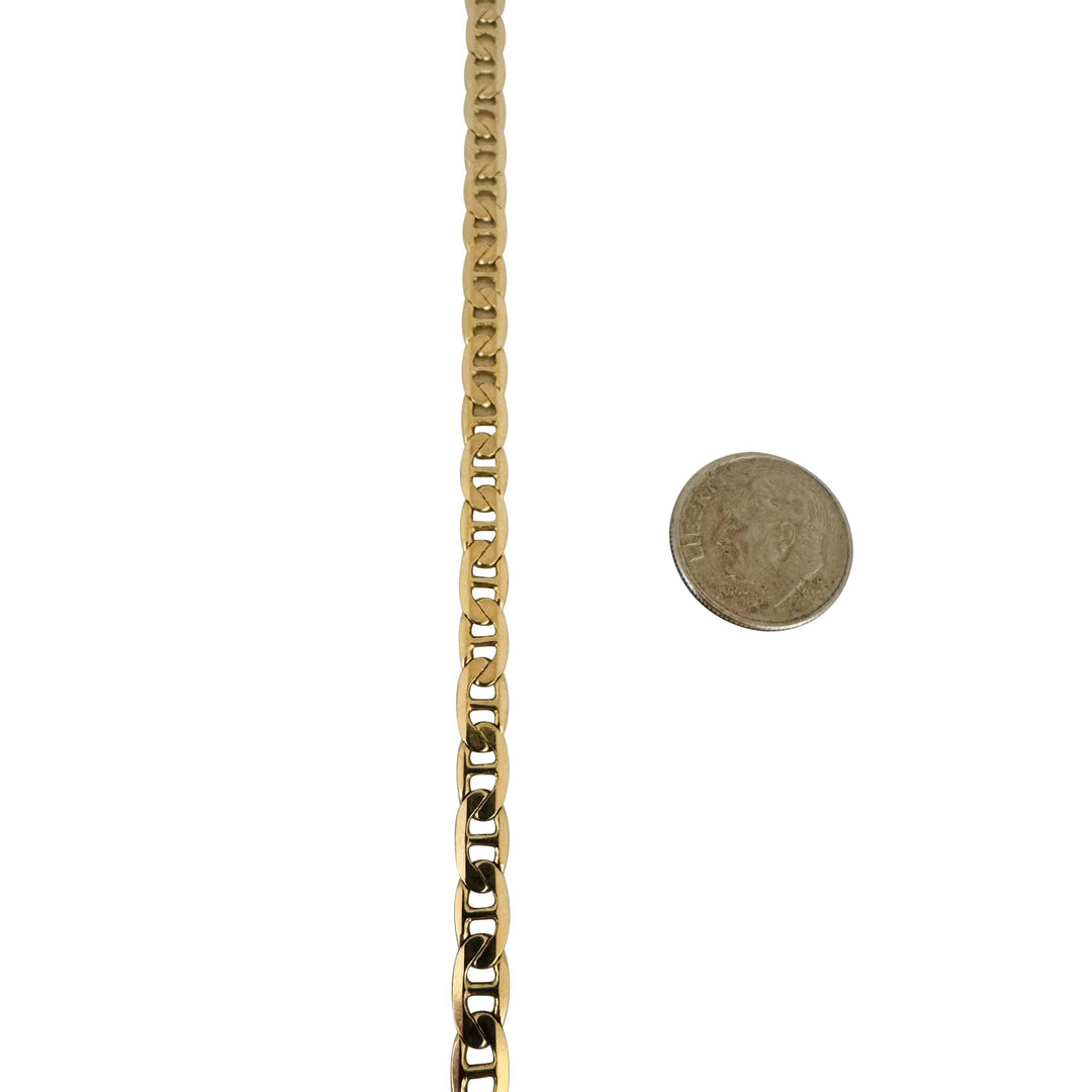 14k Yellow Gold 7.4g Solid Ladies 4.5mm Mariner Link Bracelet Italy 7.5"