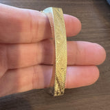 14k Yellow Gold 18g Ladies Vintage Squared Bangle Bracelet 6.75"