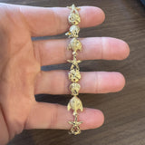 14k Yellow Gold 12.8g Diamond Cut Beach Ocean Charm Link Bracelet 7.25"