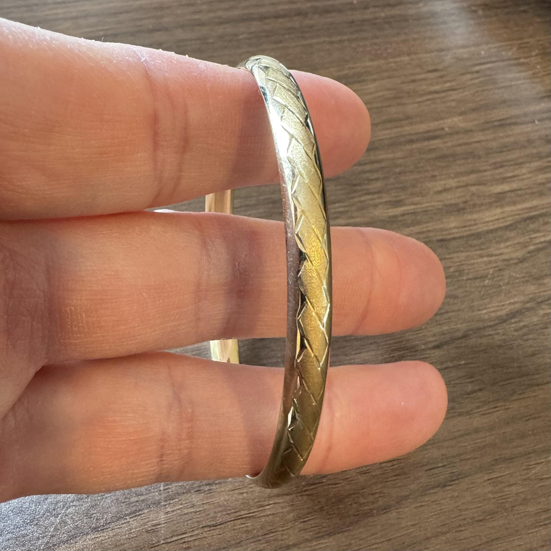 14k Yellow Gold 6.5g Light Ladies 6mm Fancy Bangle Bracelet 7.75"