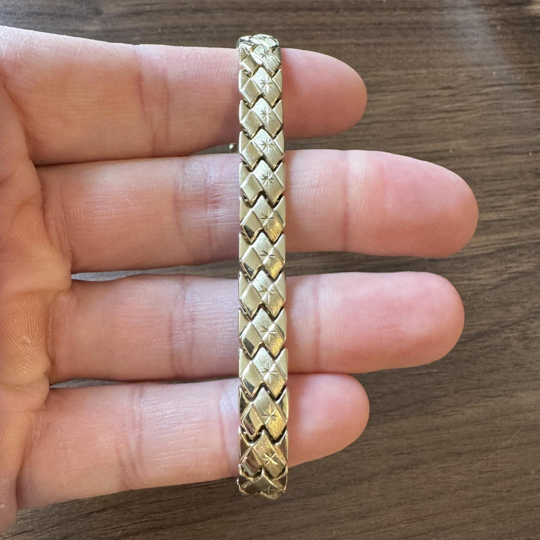 14k Yellow Gold 13.5g Ladies Starburst 8.5mm Fancy Link Bracelet 7.25"