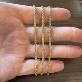 14k Yellow Gold 13g Solid Squared Edge 2.5mm Rope Chain Necklace 24"