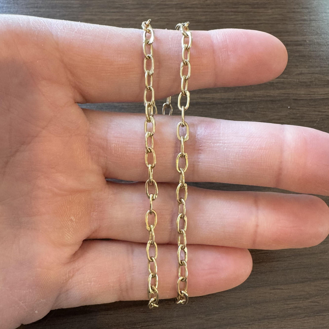 14k Yellow Gold 10.5g Solid Ladies 4mm Oval Cable Link Chain Necklace 16"