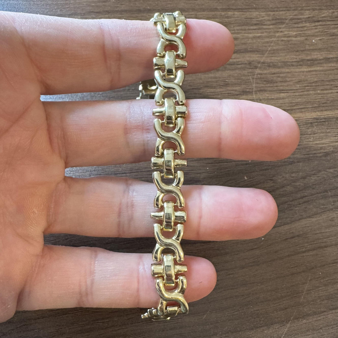 14k Yellow Gold 16.8g Ladies Milor 11mm Fancy Link Bracelet Italy 7"