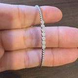 14k White Gold and Diamond Beaded Ball Flex Cuff Bracelet 6.75"