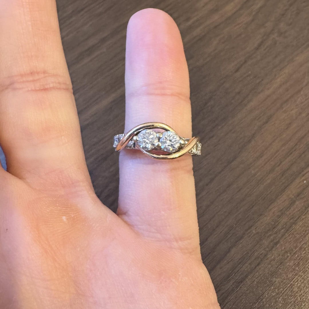 14k White and Rose Gold 1.5cttw Diamond Fancy Band Ring Size 7