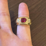 14k Yellow Gold Ruby and Diamond 10.4g Men's Retro Ring Size 7.75