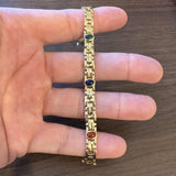 18k Yellow Gold and Cabochon Gemstone 12.8g Fancy Link Bracelet 6.75"