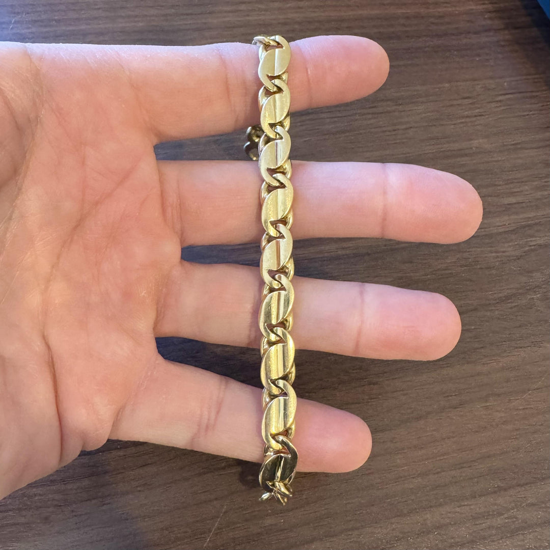 18k Yellow Gold 49.3g Solid Heavy 8mm Men's Closed Curb Link Bracelet Italy 8.5"