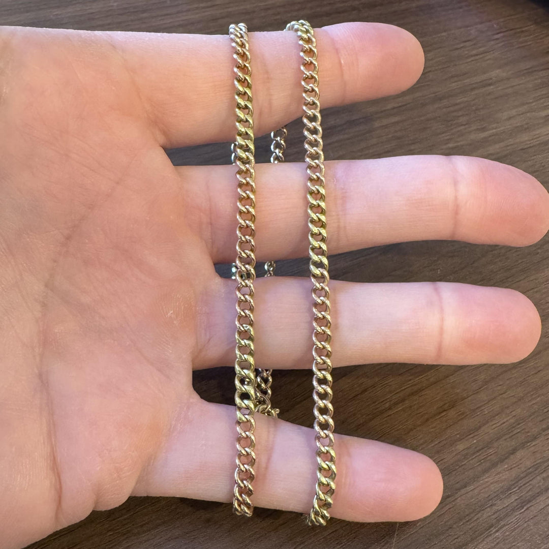 18k Yellow and Rose Gold 28.8g Solid Vintage Curb Link Chain Necklace 20.5"
