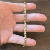 18k Yellow Gold 13.8g Solid Vintage 4mm Fancy Link Bracelet Italy 8"