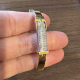 18k Yellow and White Gold 19.7g Ladies 9mm Fancy Bangle Bracelet Italy 6.75"