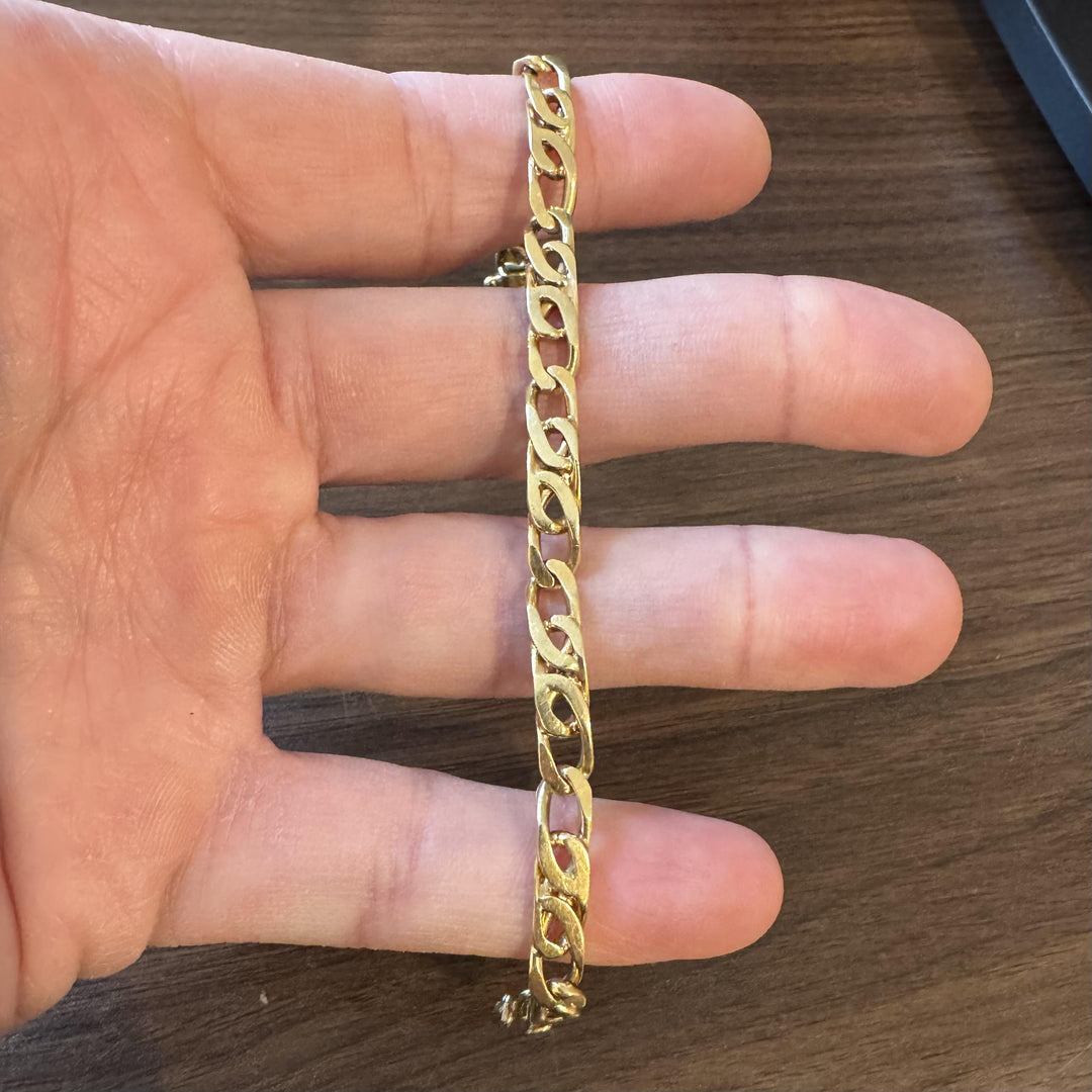18k Yellow Gold 20g Solid Vintage 6mm Fancy Curb Link Bracelet 7.5"