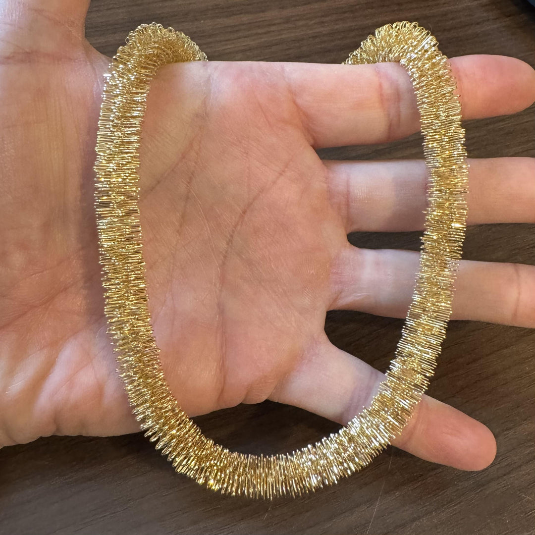 14k Yellow Gold 32g Ladies Unique 12mm Foxtail Fringe Necklace 18"