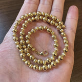 14k Yellow Gold 9.8g Polished and Brushed 7mm Ball Bead Necklace 18"