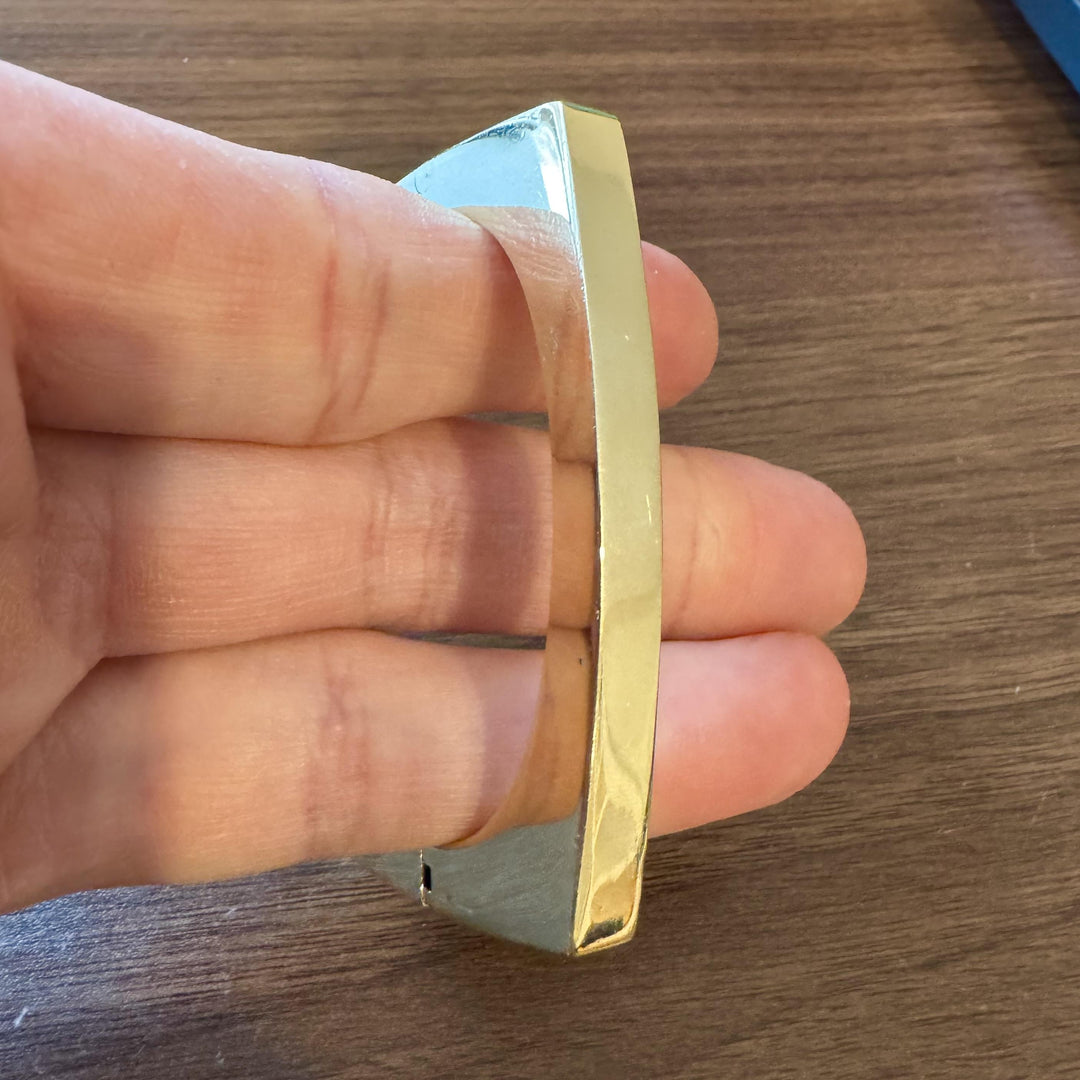 14k Yellow Gold 32g Vintage Heavy 6.5mm Squared Bangle Bracelet Italy 6.25"