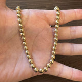 14k Yellow Gold 22.3g Ladies Polished 7mm Ball Bead String Necklace 15.5"