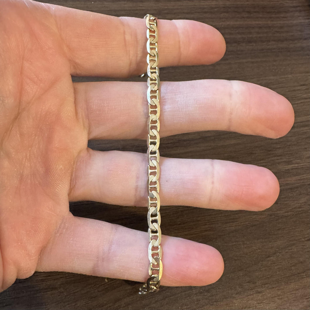 14k Yellow Gold 7.4g Solid Ladies 4.5mm Mariner Link Bracelet Italy 7.5"