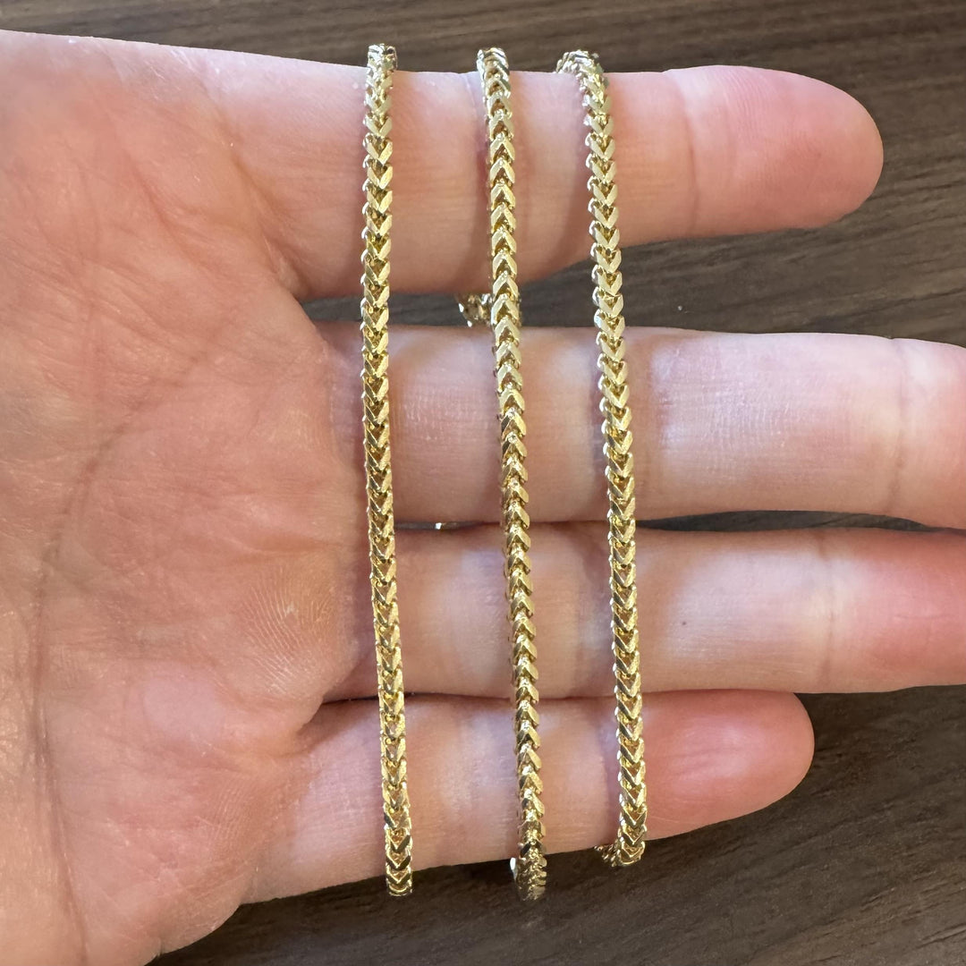 14k Yellow Gold 28g Solid Heavy 3mm Squared Franco Link Chain Necklace 26"