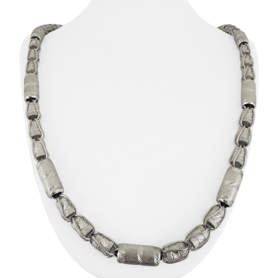 Pure Platinum 999 Very Heavy 115g Fancy Barrel Link Chain Necklace 26"