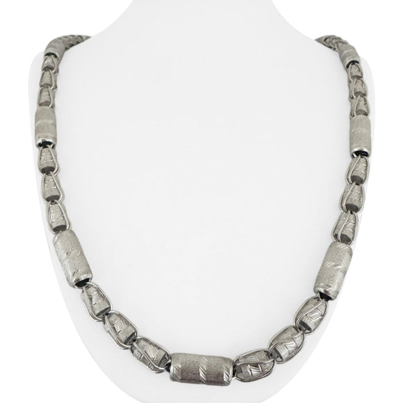 Pure Platinum 999 Very Heavy 115g Fancy Barrel Link Chain Necklace 26