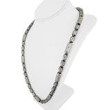 Pure Platinum 999 Very Heavy 115g Fancy Barrel Link Chain Necklace 26"