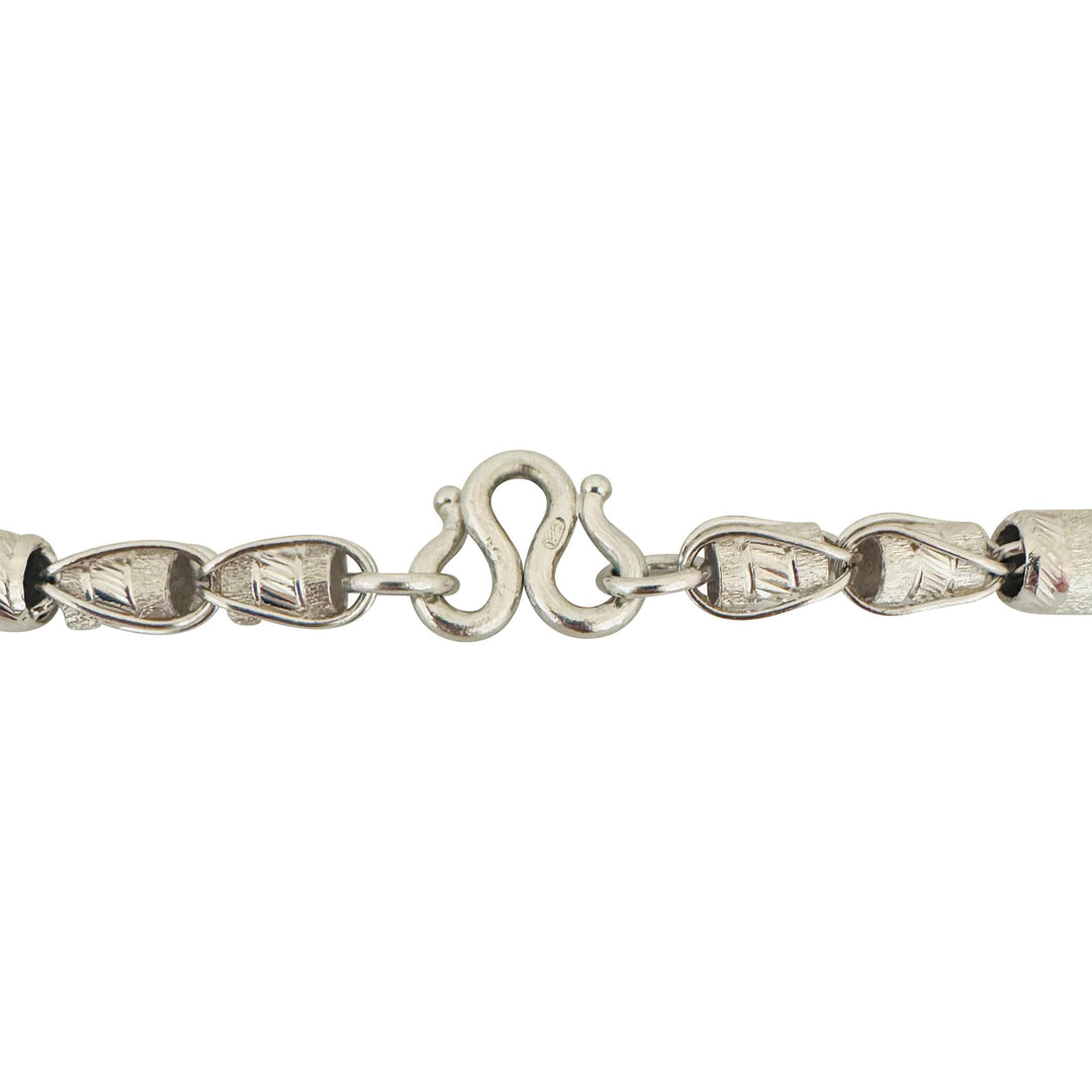 Pure Platinum 999 Very Heavy 115g Fancy Barrel Link Chain Necklace 26"