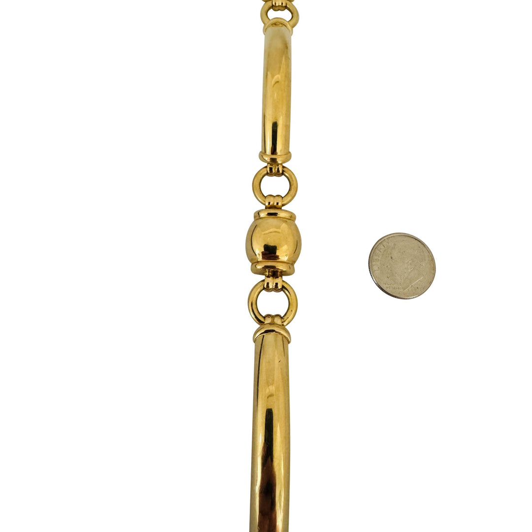 18k Yellow Gold 25.8g Ladies Polished Fancy Bar Link Bracelet Italy 7"