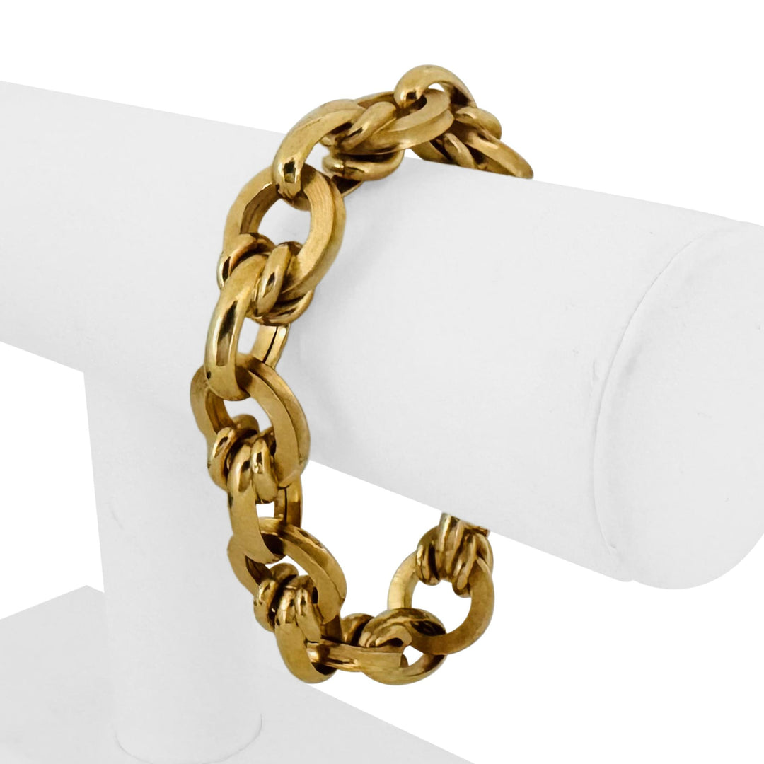 18k Yellow Gold 26.7g Hollow Ladies Vintage Cable Link Bracelet Italy 7.5"
