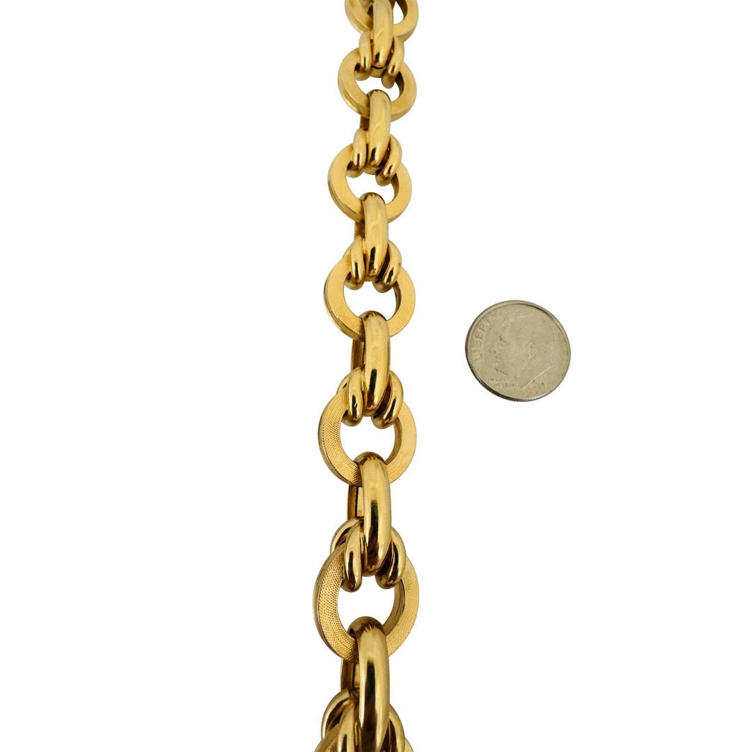 18k Yellow Gold 26.7g Hollow Ladies Vintage Cable Link Bracelet Italy 7.5"