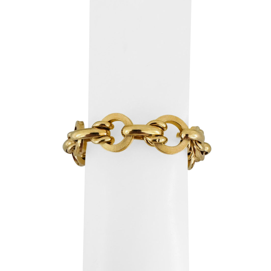 18k Yellow Gold 26.7g Hollow Ladies Vintage Cable Link Bracelet Italy 7.5"