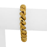 18k Yellow Gold 28.3g Brushed and Polished San Marco Link Bracelet Italy 7.25"
