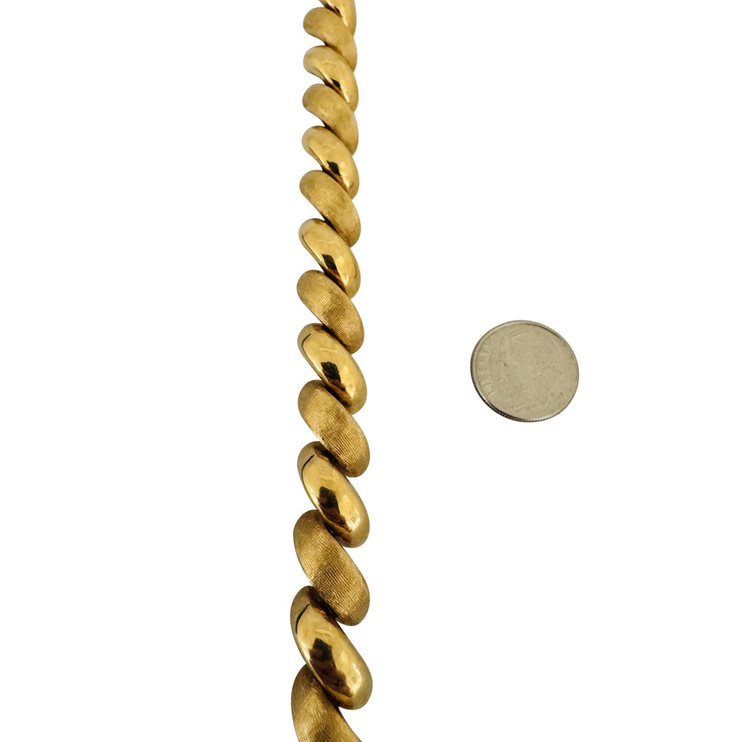 18k Yellow Gold 28.3g Brushed and Polished San Marco Link Bracelet Italy 7.25"