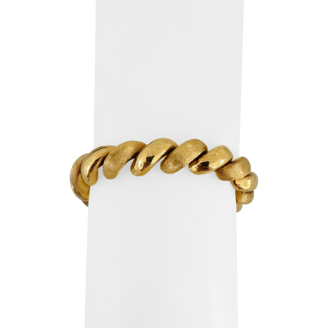 18k Yellow Gold 28.3g Brushed and Polished San Marco Link Bracelet Italy 7.25"