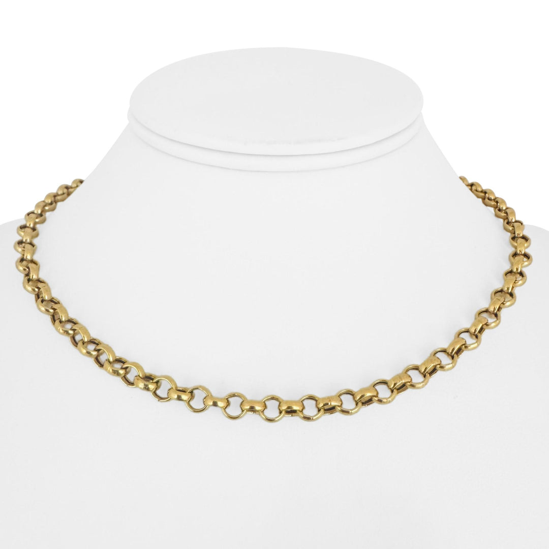 18k Yellow Gold 14.2g Ladies Polished 5.5mm Rolo Link Chain Necklace Italy 16"