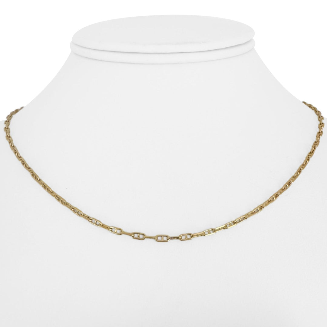 18k Yellow Gold 5g Thin Vintage 2mm Mariner Link Chain Necklace 16.5"