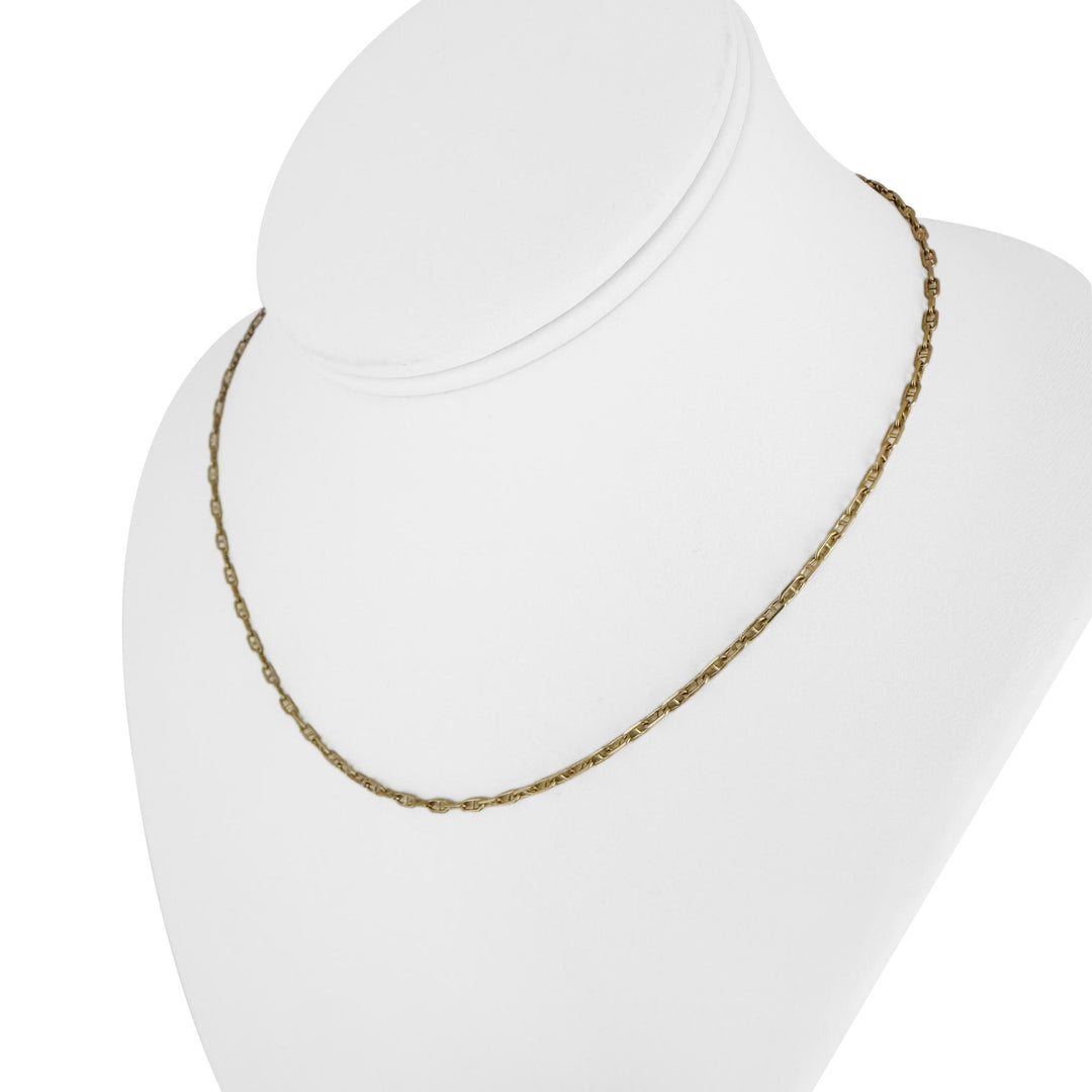 18k Yellow Gold 5g Thin Vintage 2mm Mariner Link Chain Necklace 16.5"