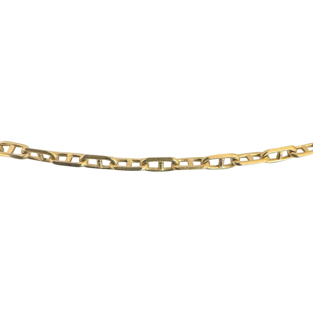 18k Yellow Gold 5g Thin Vintage 2mm Mariner Link Chain Necklace 16.5"