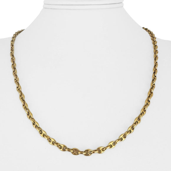 18k Yellow Gold 23.5g Solid Vintage 4.2mm Puffy Mariner Link Chain Necklace 20