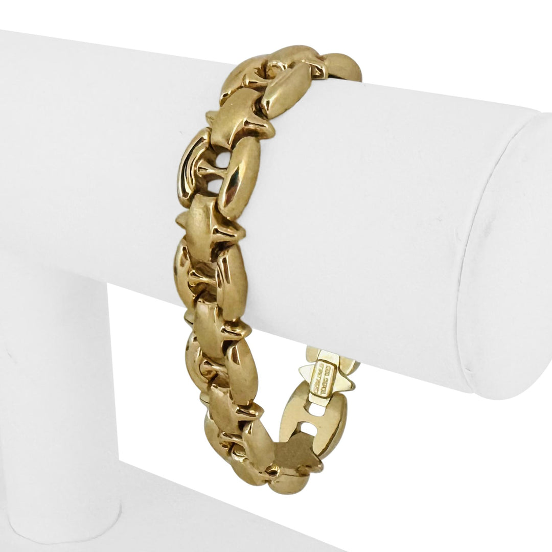 14k Yellow Gold 22.4g Vintage Ladies 12mm Fancy Link Bracelet Italy 7"