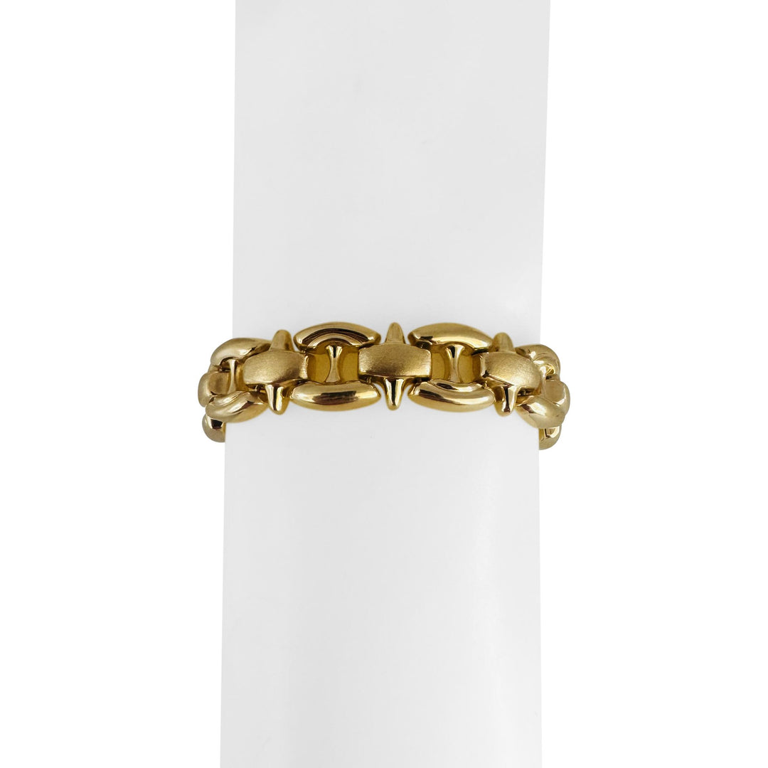 14k Yellow Gold 22.4g Vintage Ladies 12mm Fancy Link Bracelet Italy 7"