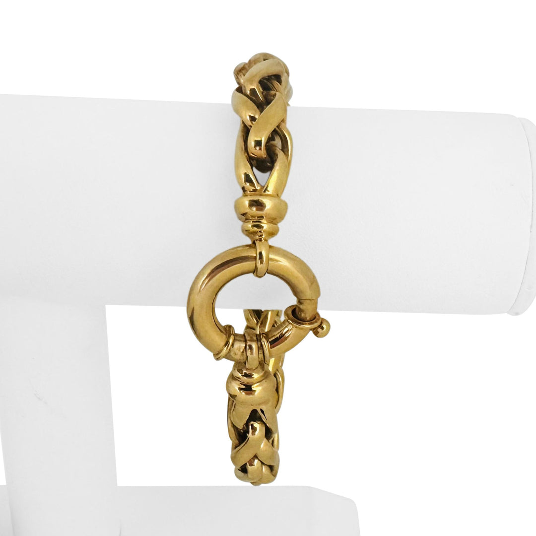 14k Yellow Gold 32.3g Big Thick 10mm Wheat Link Bracelet Italy 8"