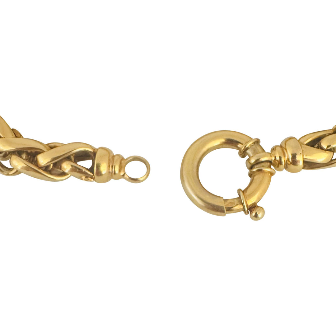 14k Yellow Gold 32.3g Big Thick 10mm Wheat Link Bracelet Italy 8"