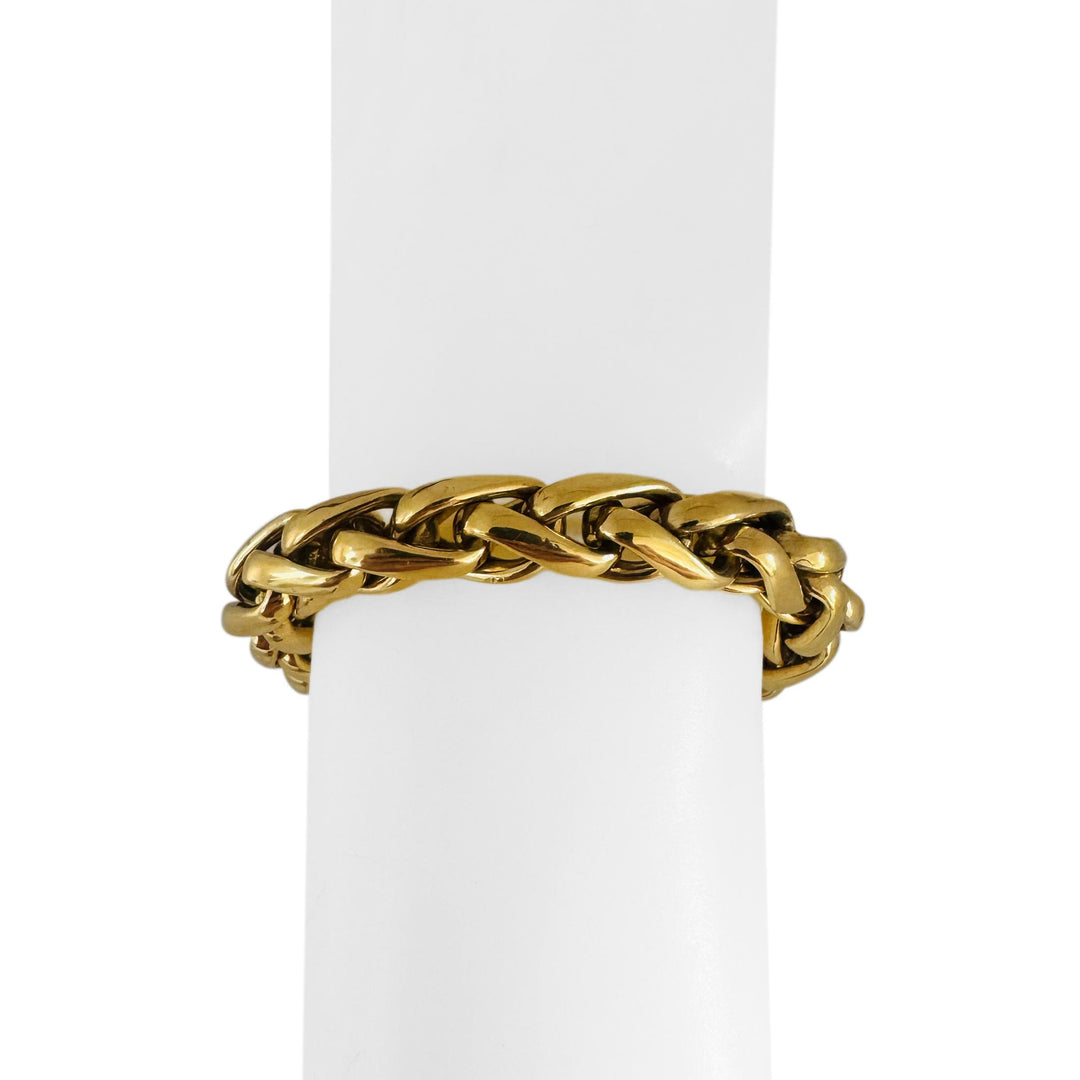 14k Yellow Gold 32.3g Big Thick 10mm Wheat Link Bracelet Italy 8"