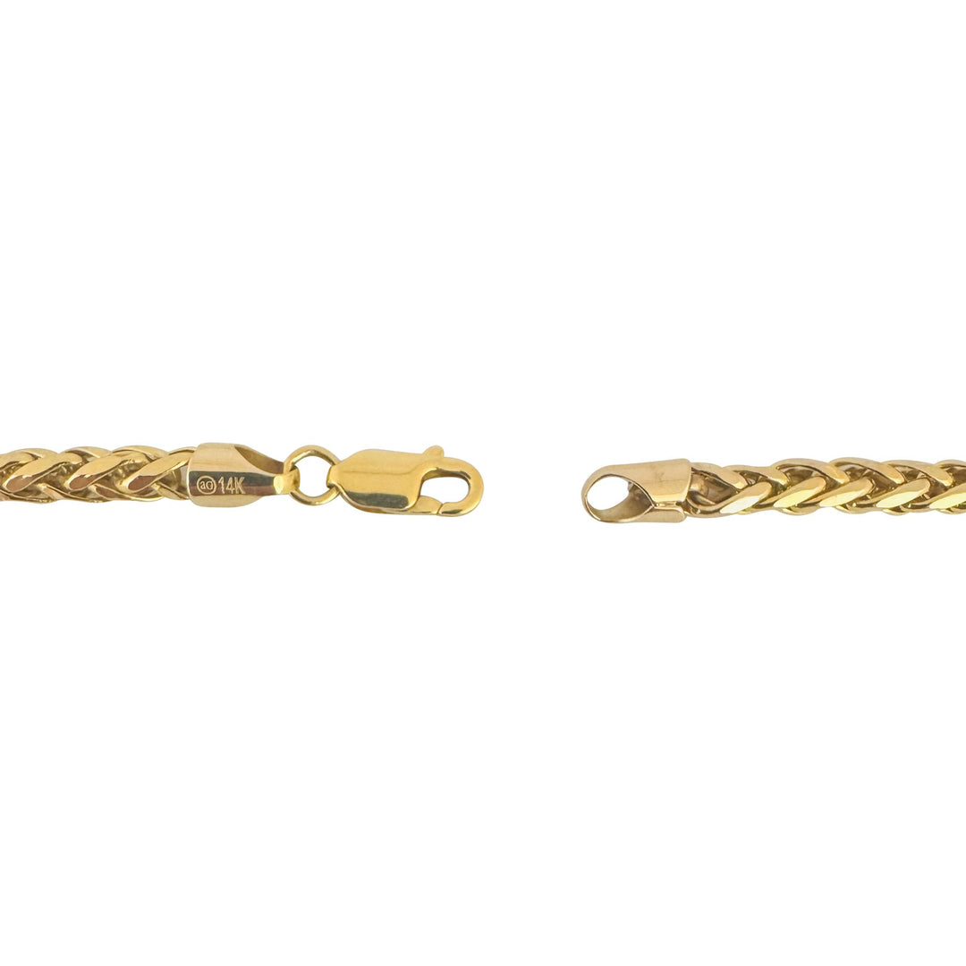 14k Yellow Gold 16g Polished 4mm Wheat Link Chain Necklace 24"