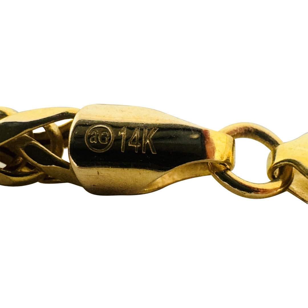 14k Yellow Gold 16g Polished 4mm Wheat Link Chain Necklace 24"