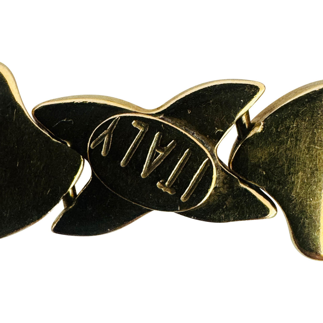 14k Yellow Gold 18.7g Ladies Vintage Cabochon Gemstone X Link Bracelet Italy 7"