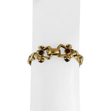 14k Yellow Gold 18.7g Ladies Vintage Cabochon Gemstone X Link Bracelet Italy 7"